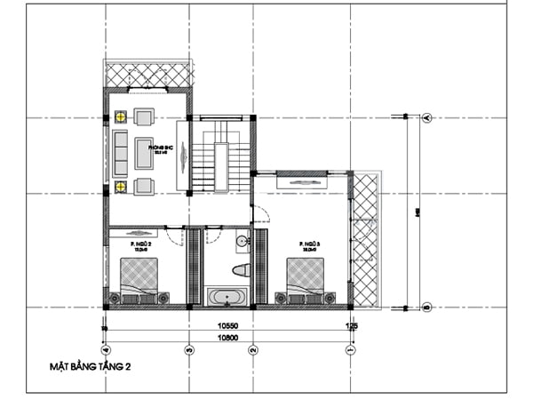 bản vẽ mặt bằng nhà 2 tầng 80m2
