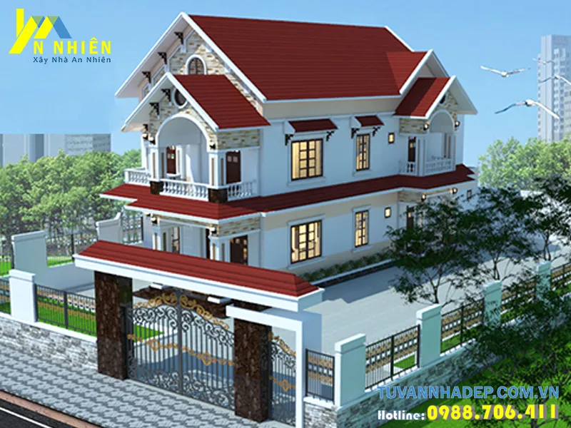 nhà 2 tầng mái thái 100m2