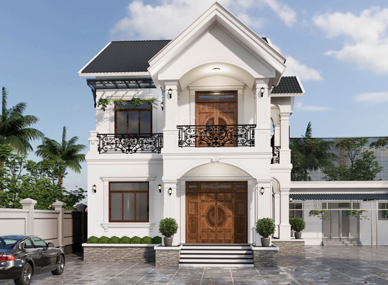 mẫu nhà 2 tầng mái thái 100m2 3 phòng ngủ