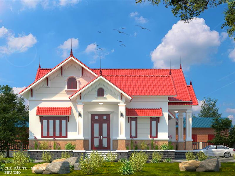 bản vẽ thiết kế nhà cấp 4 mái thái 120m2