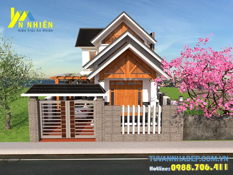 hình ảnh nhà cấp 4 gác lửng ngang 7m