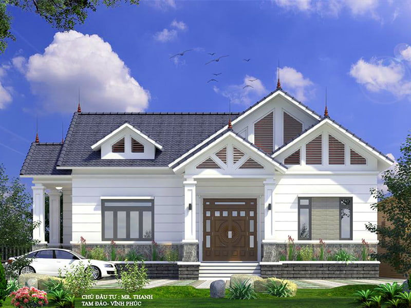 mẫu nhà vườn 1 tầng mái thái kiểu nhà cấp 4