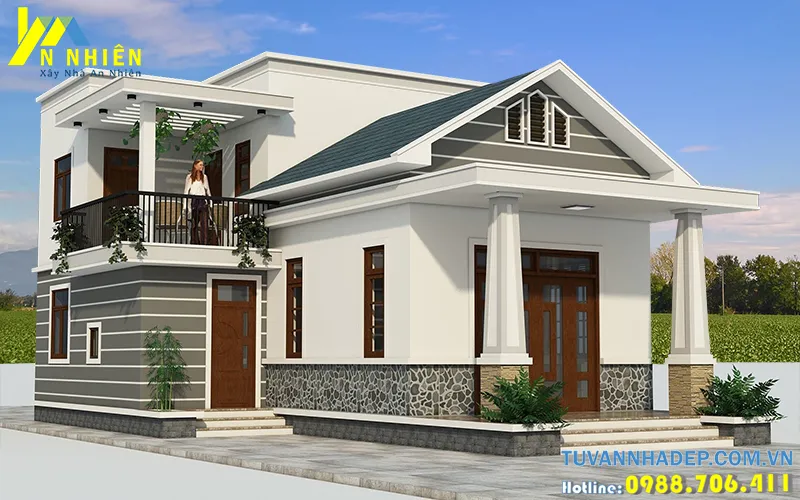 mẫu nhà cấp 4 gác lửng đẹp giá rẻ