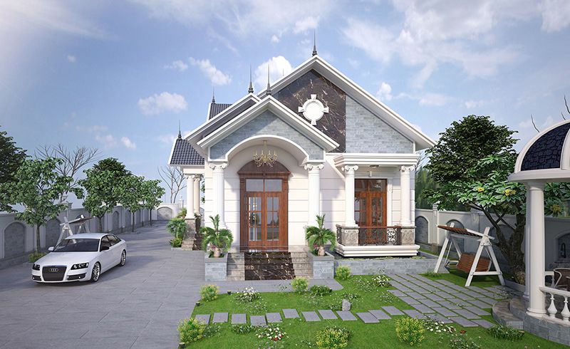 hình ảnh biêt thự mái thái 1 tầng