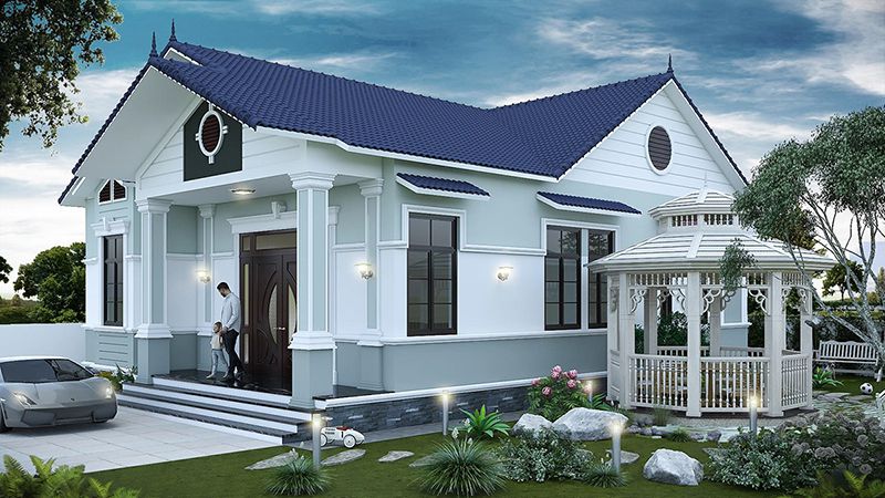 biệt thự 1 tầng mái thái với diện tích rộng