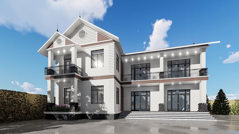 hình ảnh biệt thự 2 tầng mái thái