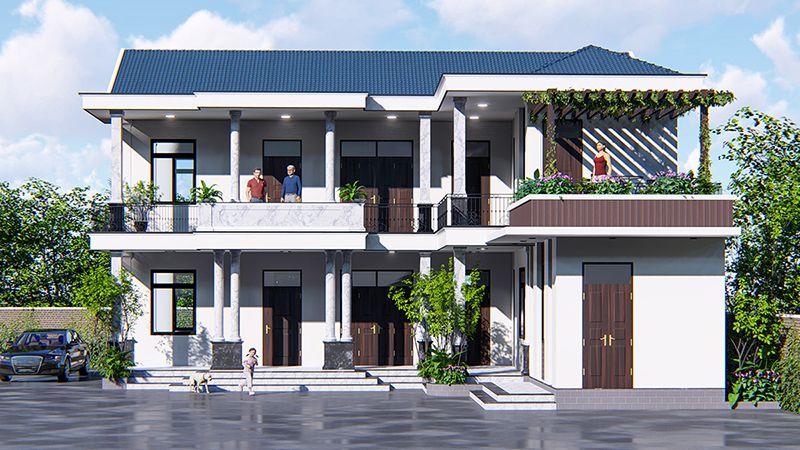 nhà chữ l mái thái