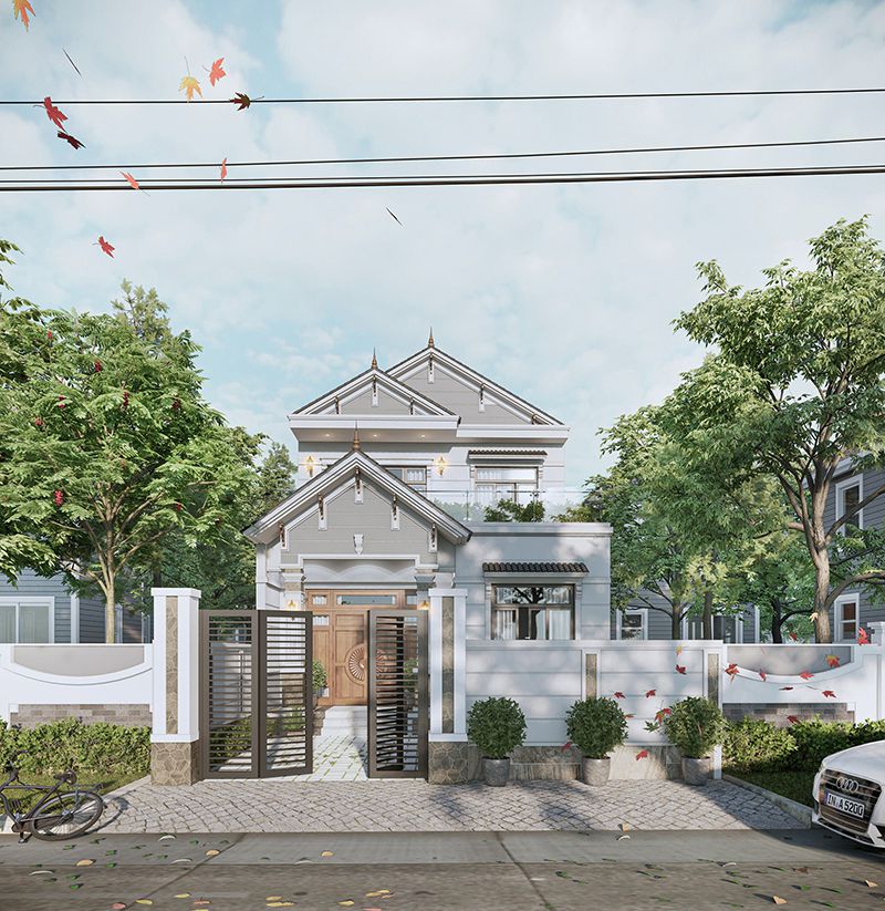 mặt tiền nhà ống mái thái