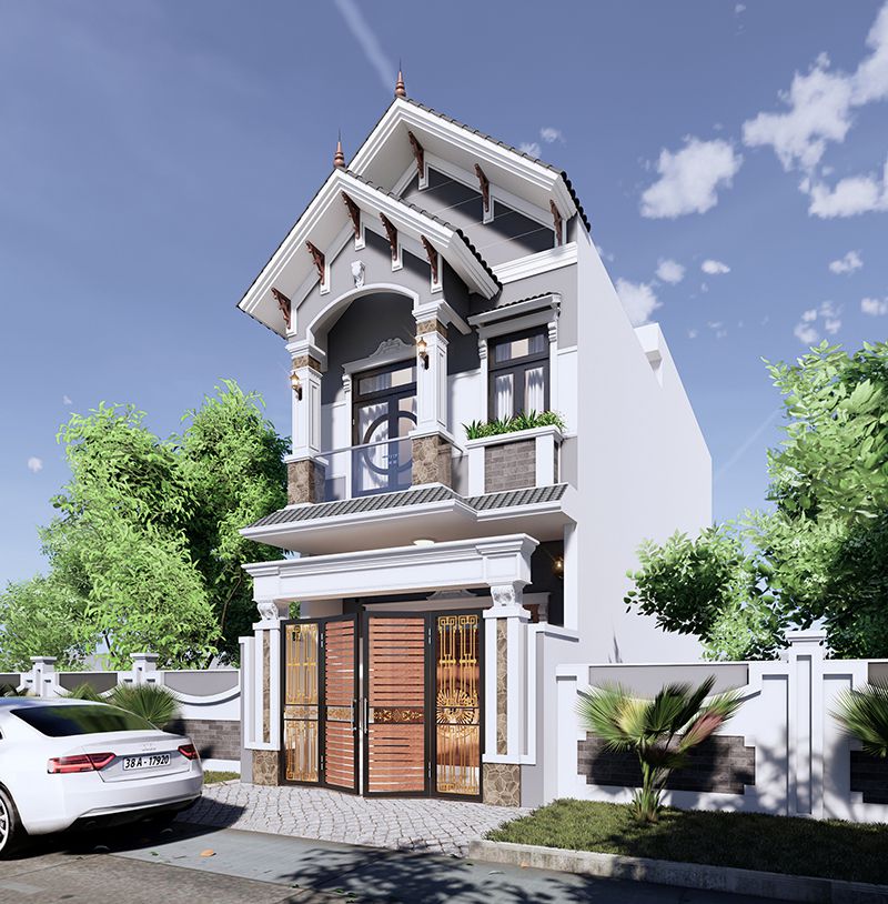 góc nghiêng nhà ống 2 tầng mái thái