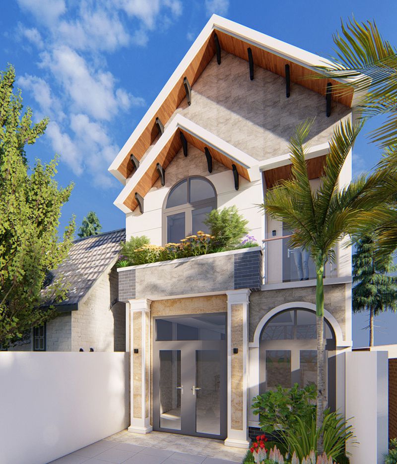 cận cảnh nhà ống 2 tầng mái thái