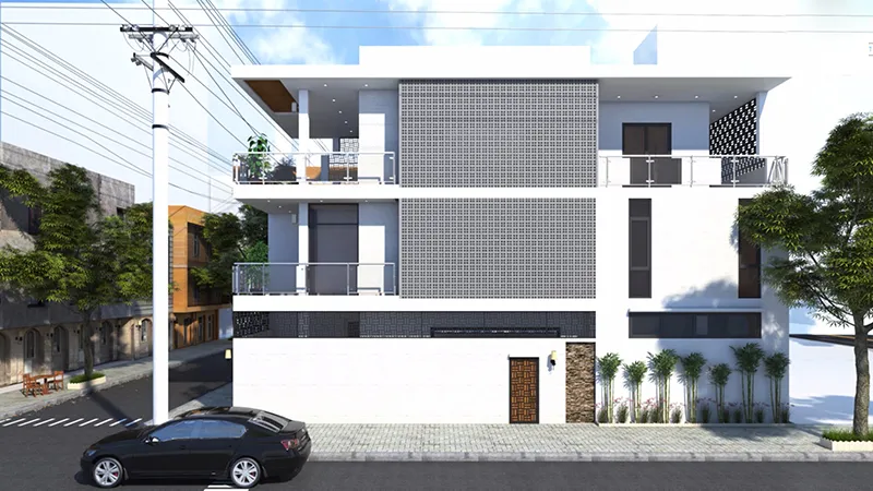 Phối cảnh nhà mặt phố mặt tiền 8m