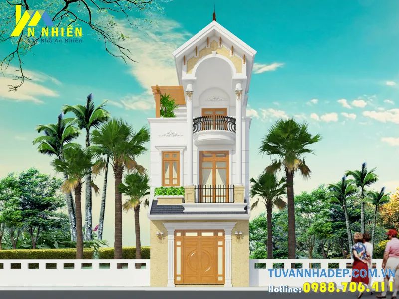 mặt tiền nhà ống 3 tầng mái thái