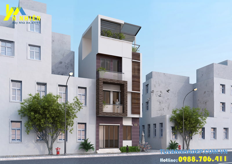 Thiết kế nhà phố hiện đại đẹp 72m2