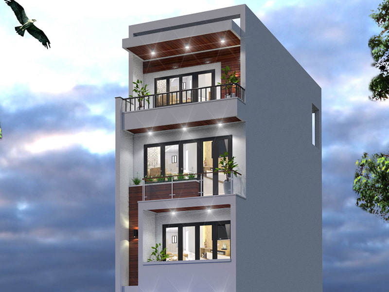 Mặt tiền nhà phố thiết kế hiện đại tối ưu