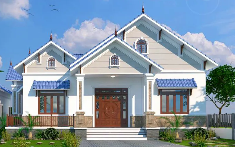 xu hướng thiết kế nhà cấp 4 mái thái hiện đại kết hợp sân vườn ở nông thôn