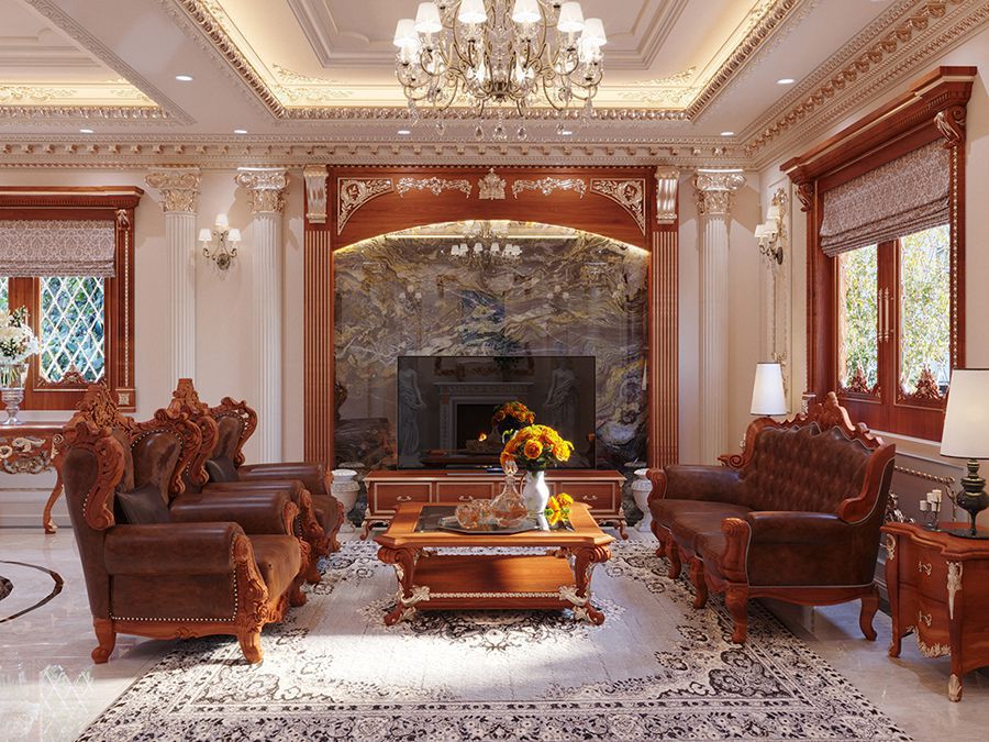 phòng khách xa hoa