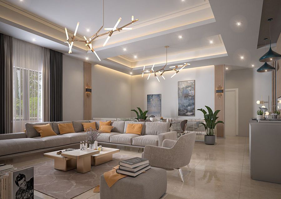 cận cảnh phòng khách biệt thự hiện đại