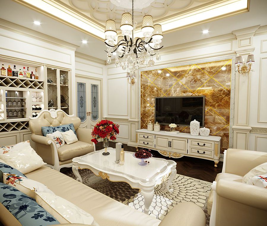 Phòng khách biệt thự tân cổ điển