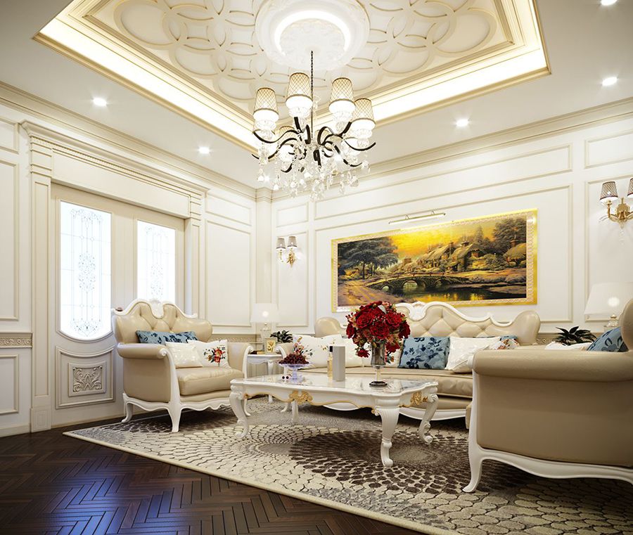 mẫu phòng khách phong cách tân cổ điển