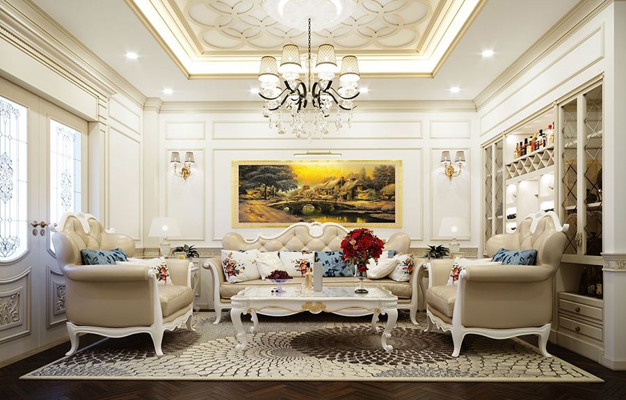 không gian phòng khách phong cách tân cổ điển