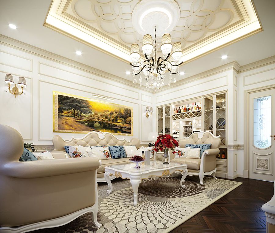 phòng khách tân cổ điển sang trọng