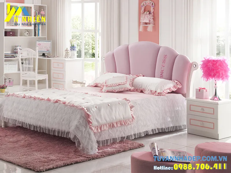phòng ngủ vợ chồng màu hồng