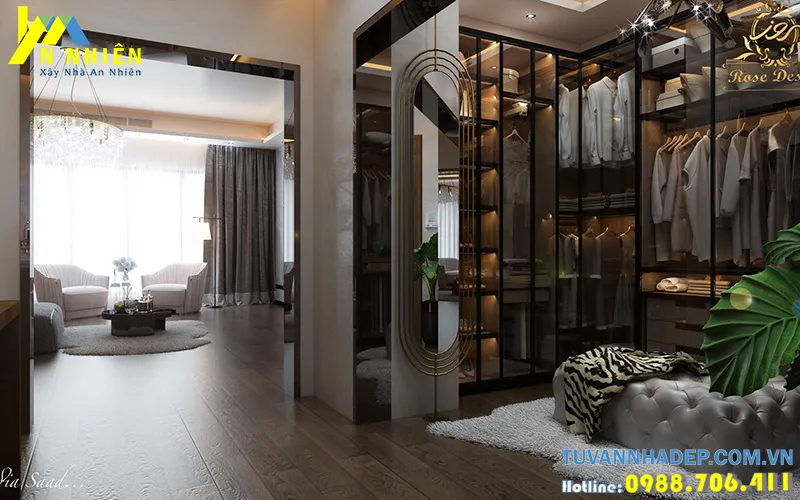 phòng thay đồ vách kính hiện đại