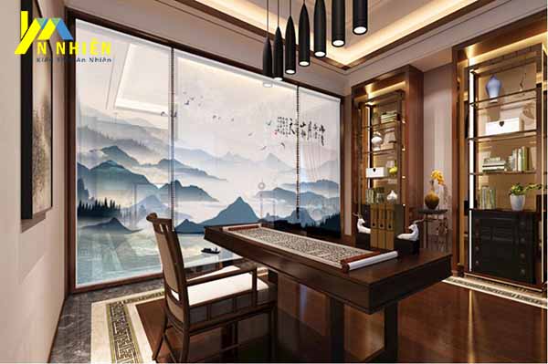 hình ảnh mẫu rèm cuốn tranh đẹp cho văn phòng