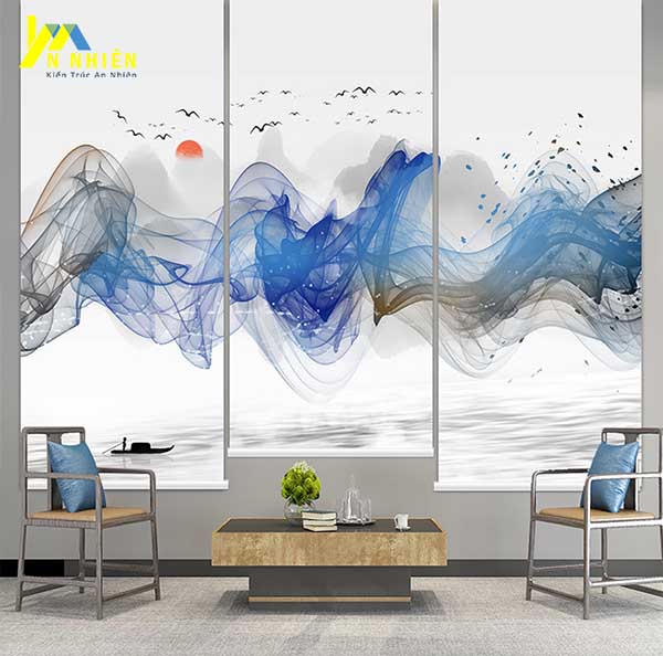 mẫu rèm cuốn tranh trang trí đẹp