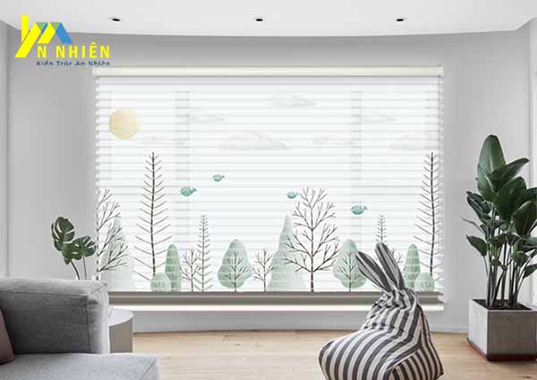 mẫu rèm cuốn tranh nhã nhặn