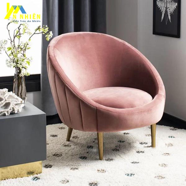 mẫu sofa đơn hình tròn màu hồng