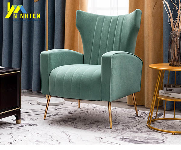mẫu sofa đơn màu xanh bằng vải