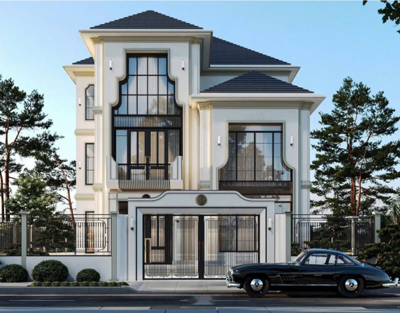 kiến trúc biệt thự 2 tầng mái nhật hiện đại