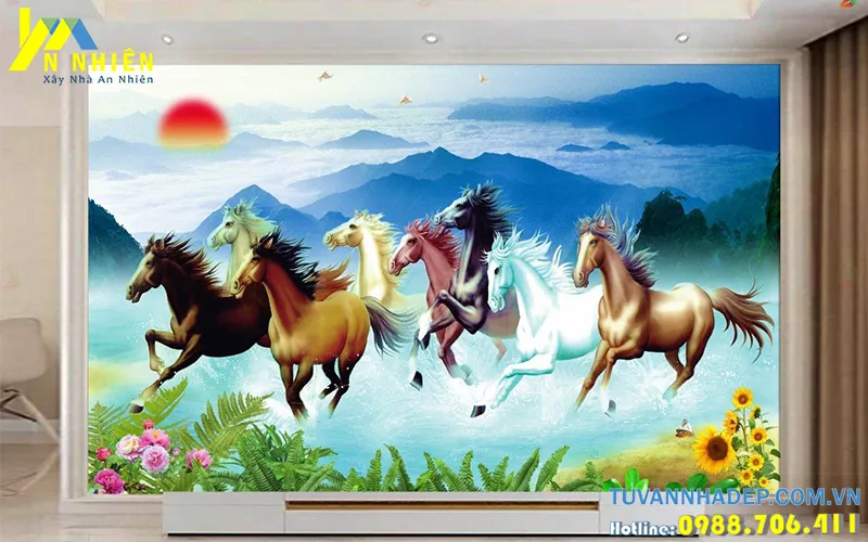 tranh bát mã phong thủy