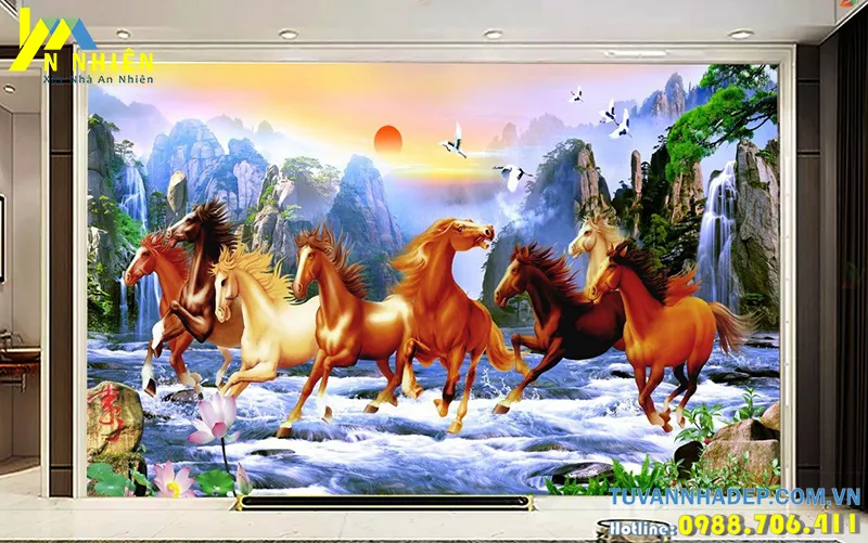 tranh bát mã phong thủy