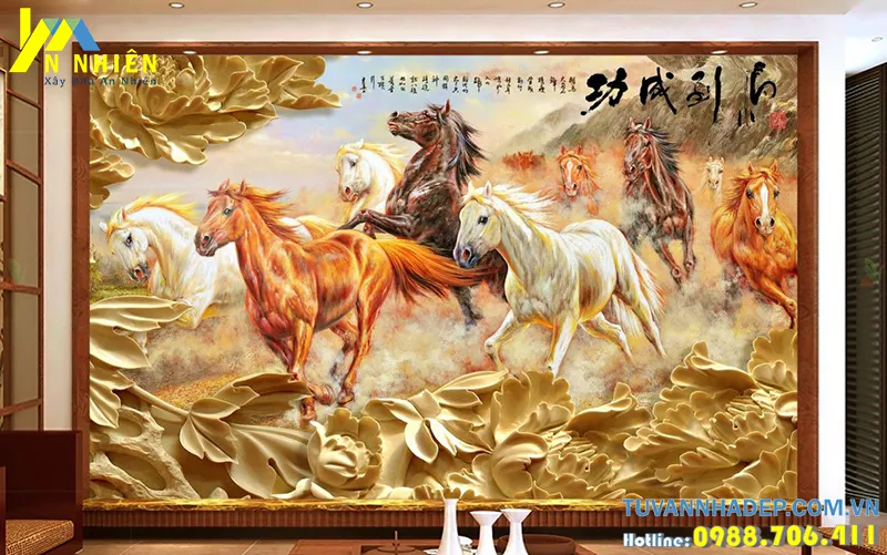 tranh tường ngũa phi nước đại