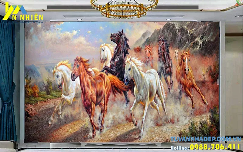 bức tranh thể hiện những con ngựa dũng mãnh
