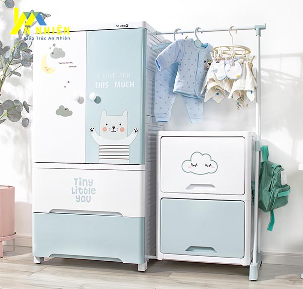 mẫu tủ màu xanh dương cho bé gái