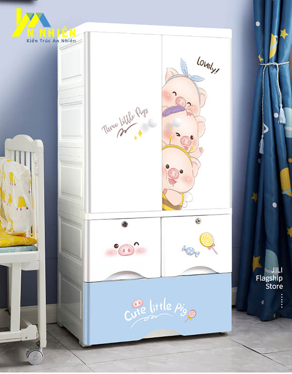 mẫu tủ nhựa với nhiều hình trang trí ngộ nghĩnh
