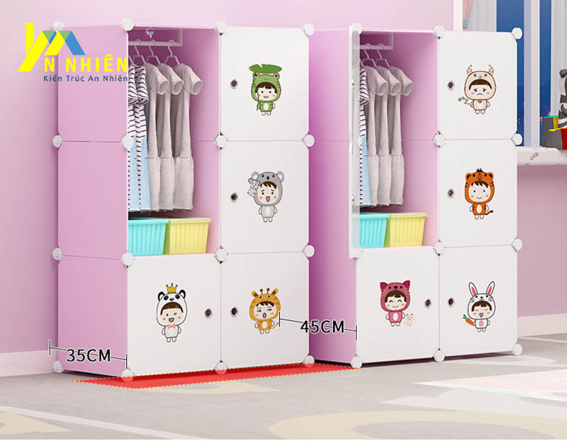tủ nhựa màu hồng cho bé gái