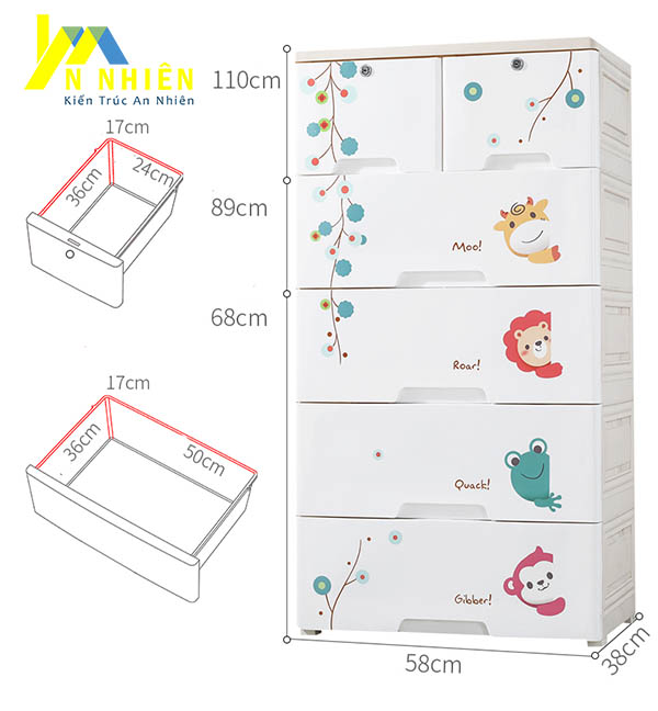 kích thước tủ nhựa cho bé