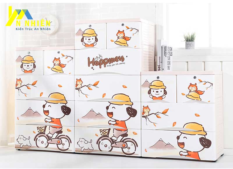 tủ nhựa họa tiết đáng yêu