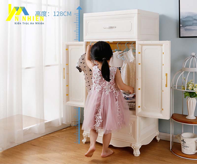 mẫu tủ nhựa dễ thương cho bé gái