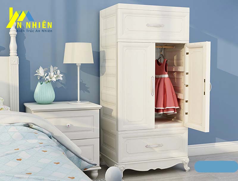 mẫu tủ màu trắng thanh lịch cho bé gái