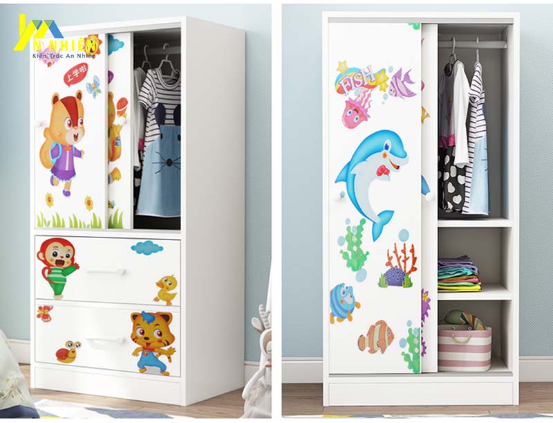 tủ màu trắng tươi mới