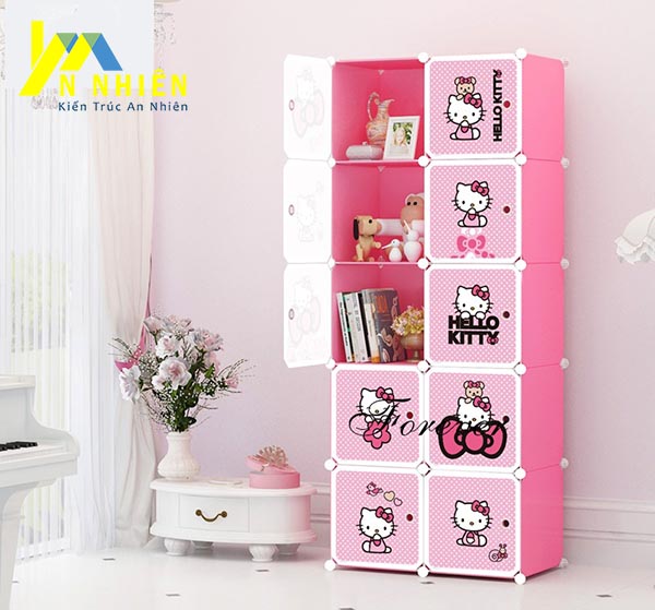 mẫu tủ lắp ghép hình hello kitty